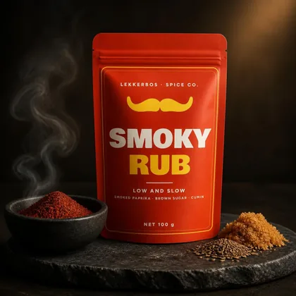 Red Smoky Rub pouch with smoked paprika, brown sugar and cumin
